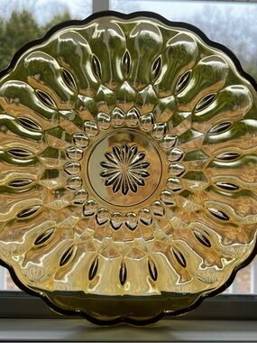 Antique Amber Serving/Cake Dish-Excellent Condition